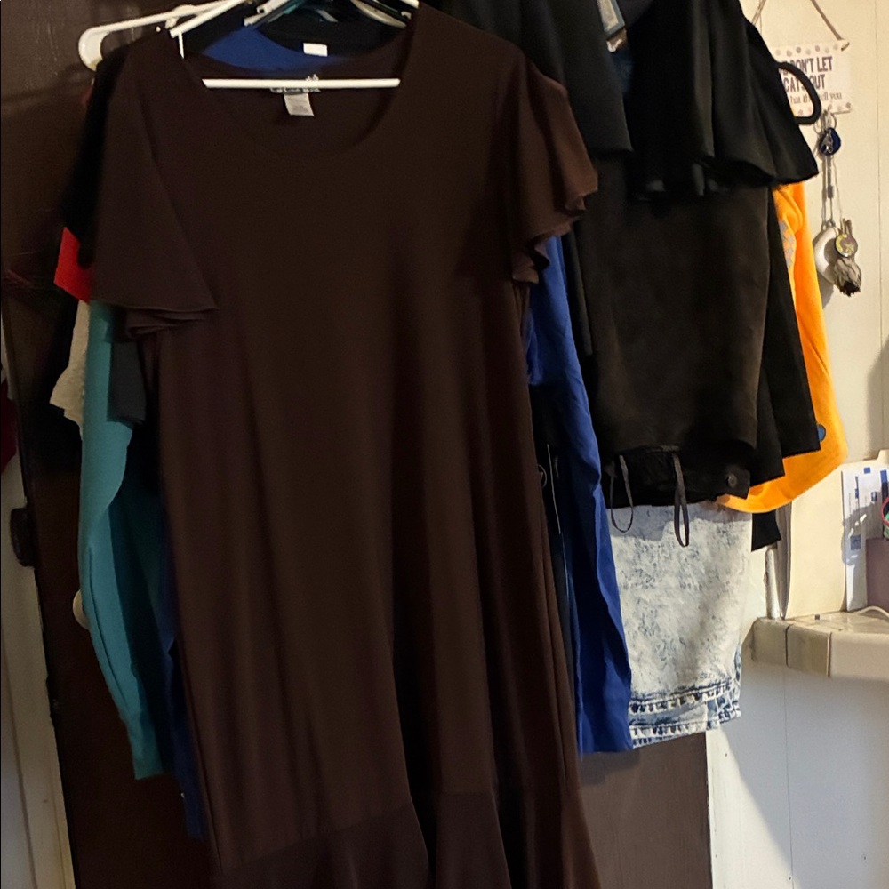 Brown Short Sleeve Dress